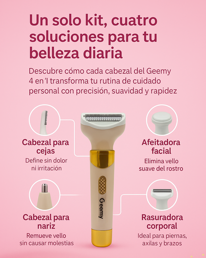 Depiladora Geemy Dama – Kit 4 en 1 🌸💖