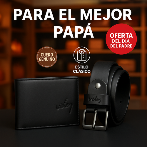 Combo Regalo Día del Padre – Billetera + Cinturón Vélez en Cuero Genuino