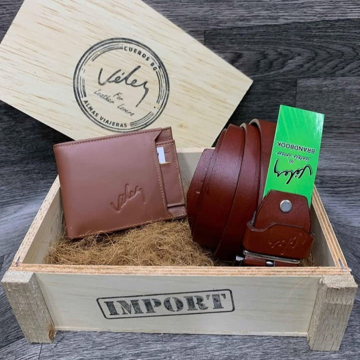 Combo Regalo Día del Padre – Billetera + Cinturón Vélez en Cuero Genuino